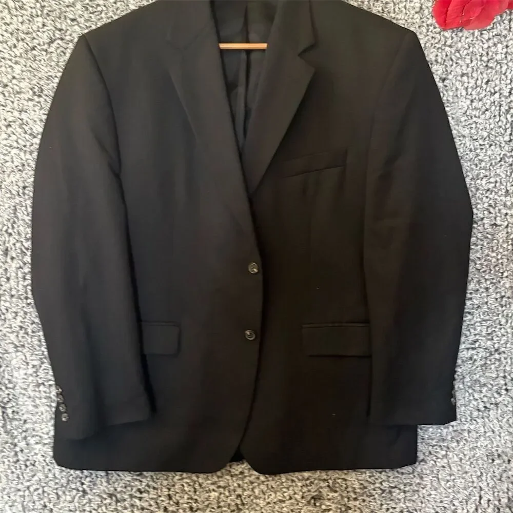 Chaps Men's Vintage Wool Blazer Sport Coat Jacket Black Size 48